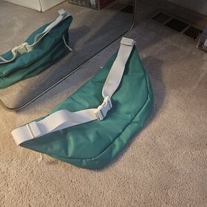 Elegant Teal Belt Bag with White Strap
